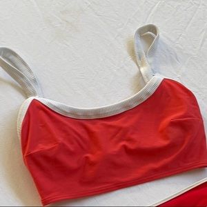 aerie red and white longline bikini top